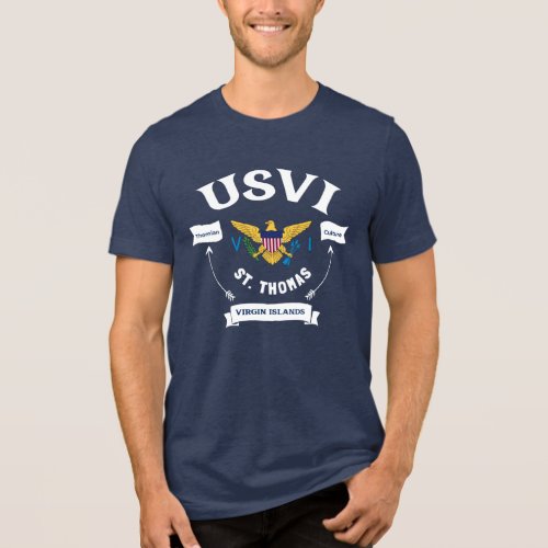 US Virgin Islands Flag St Thomas USVI Tropical Tri_Blend Shirt