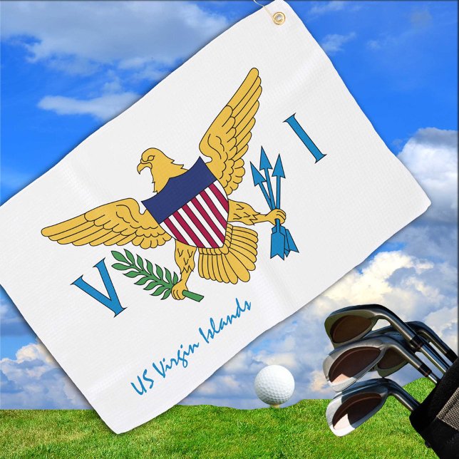 US Virgin Islands Flag & State USA golf /sport fan Golf Towel (Creator Uploaded)