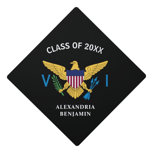 US Virgin Islands Flag USVI Graduate Graduating  Graduation Cap Topper (Front)