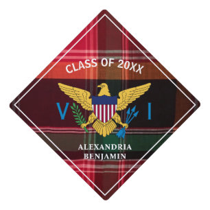 US Virgin Islands Flag USVI Madras Graduate Graduation Cap Topper