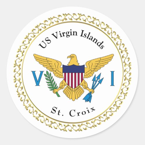 US Virgin Islands Flag USVI St Croix Classic Round Sticker