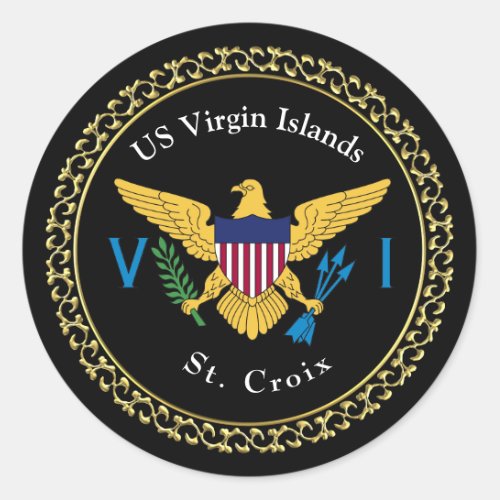 US Virgin Islands Flag USVI St Croix Classic Round Sticker