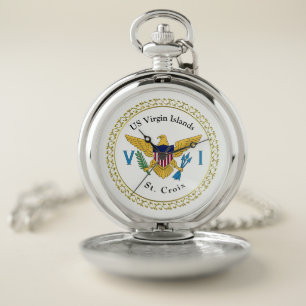US Virgin Islands Flag USVI St. Croix Tropical  Pocket Watch