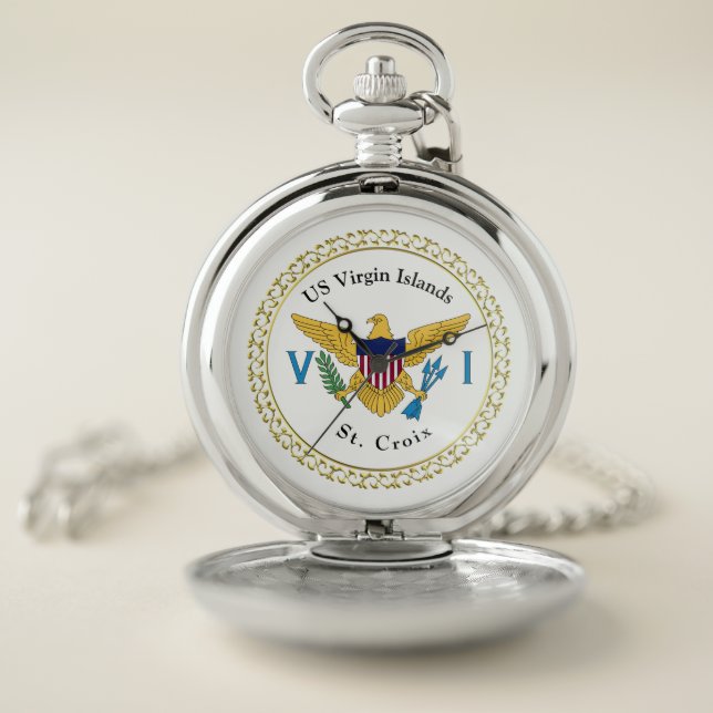US Virgin Islands Flag USVI St. Croix Tropical  Pocket Watch (Inside)