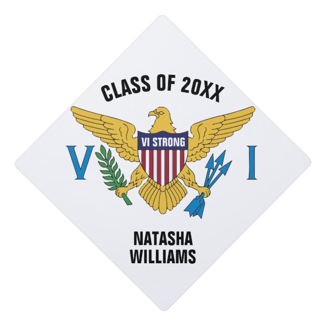 US Virgin Islands Flag, VI Strong Graduation Cap Topper (Front)