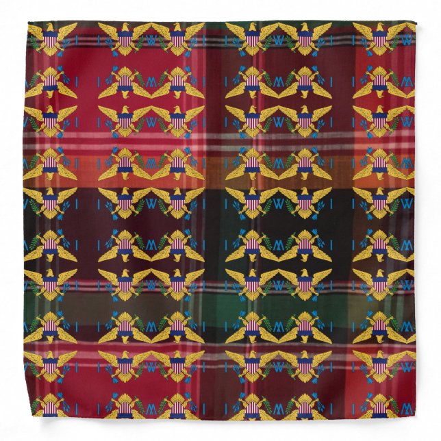 US Virgin Islands Flags Madras Plaid Pattern Bandana (Front)