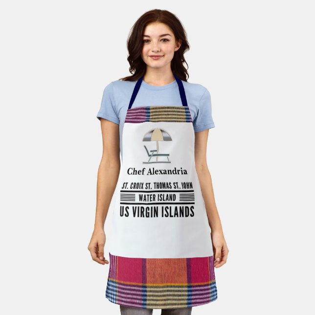 US Virgin Islands Madras Caribbean Personalize Apron (Worn)