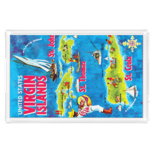 US Virgin Islands Postcard Acrylic Tray