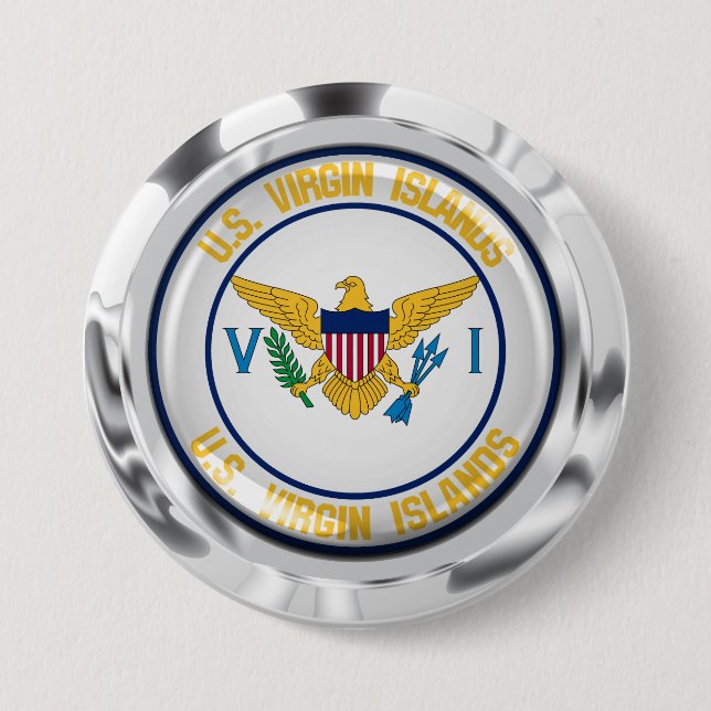 US Virgin Islands Round Emblem Button (Front)