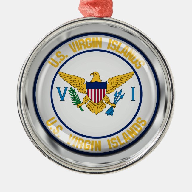US Virgin Islands Round Emblem Metal Ornament (Front)