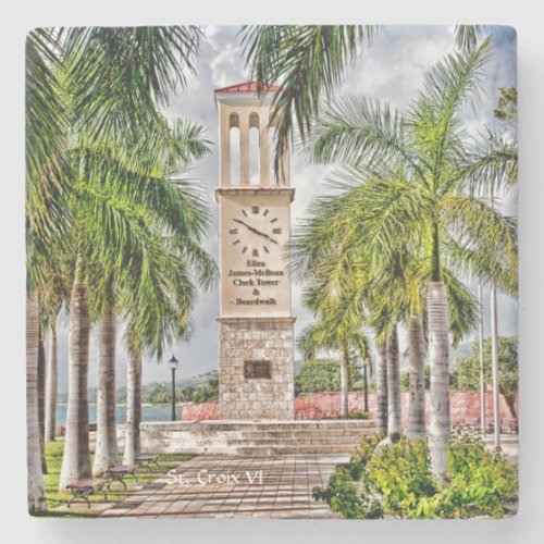 US Virgin Islands St Croix Caribbean Palm Trees Stone Coaster