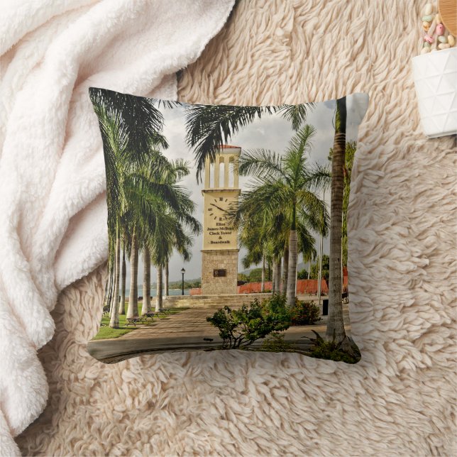 US Virgin Islands St. Croix Palm Trees Tropical Throw Pillow (Blanket)