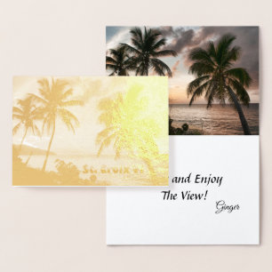 US Virgin Islands St. Croix Sunset Gold Foil Card