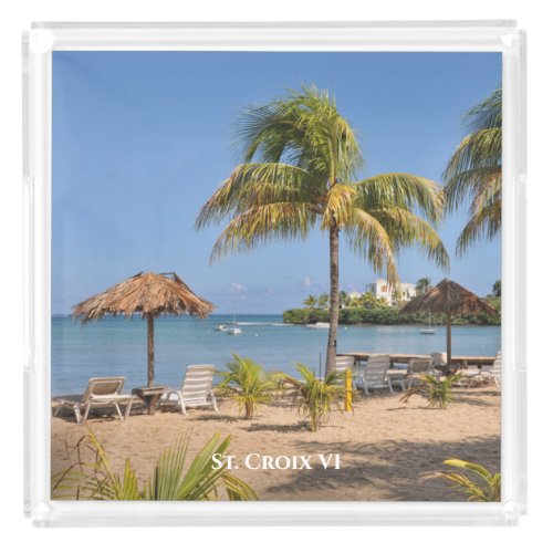 US Virgin Islands St Croix Tropical Beach Acrylic Tray