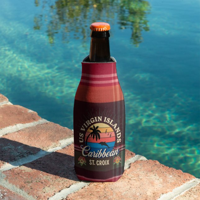 US Virgin Islands St. Croix USVI Caribbean Madras  Bottle Cooler (In Situ Pool)