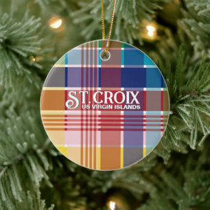 US Virgin Islands St. Croix USVI Madras Christmas Ceramic Ornament