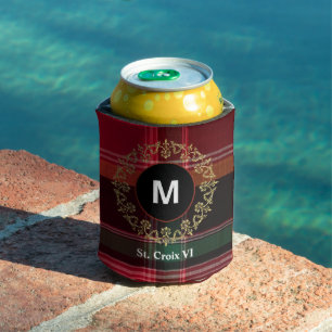 US Virgin Islands St. Croix USVI Madras Custom Can Cooler