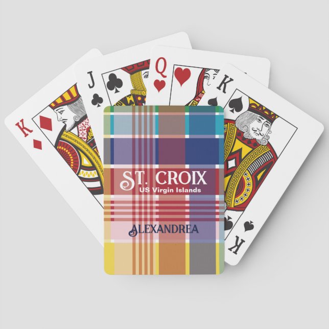 US Virgin Islands St. Croix USVI Madras Custom Poker Cards (Back)