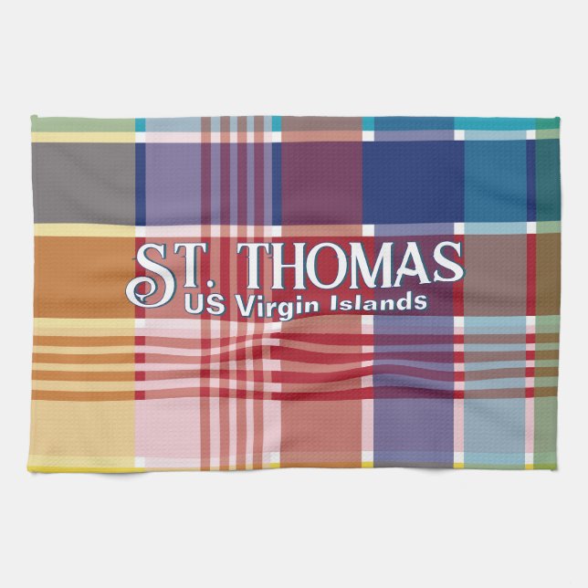 US Virgin Islands St. Croix USVI Madras  Kitchen Towel (Horizontal)