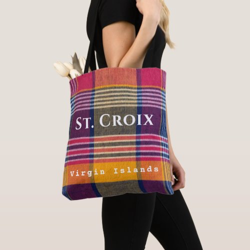 US Virgin Islands St Croix USVI Madras Pattern Tote Bag