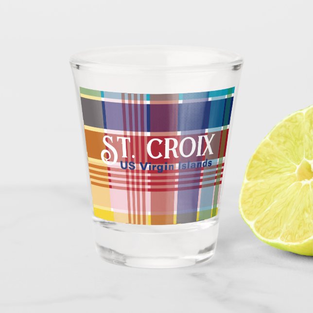 US Virgin Islands St. Croix USVI Madras  Shot Glass (Front)