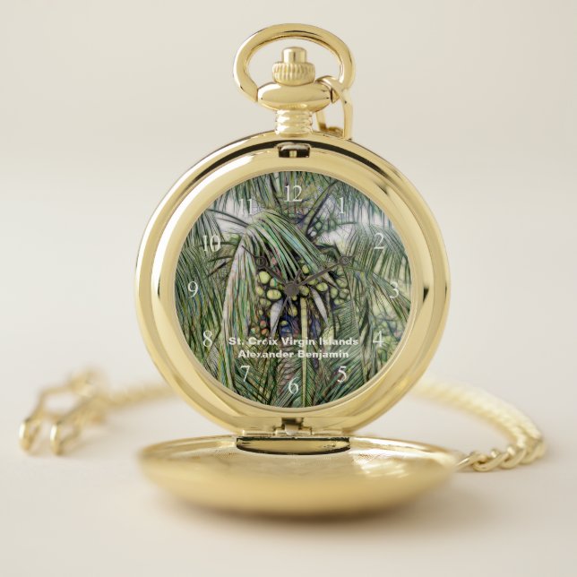 US Virgin Islands St. Croix USVI Nature Custom Pocket Watch (Inside)