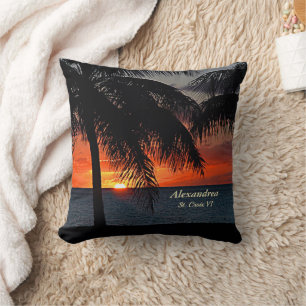 US Virgin Islands St. Croix USVI Sunset Custom Throw Pillow