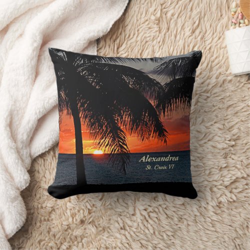 US Virgin Islands St Croix USVI Sunset Custom Throw Pillow