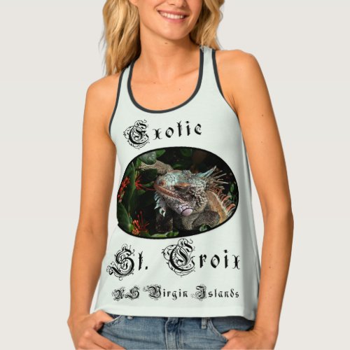 US Virgin Islands St Croix USVI Tropical Iguana  Tank Top