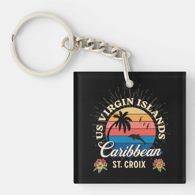 US Virgin Islands St. Croix USVI Tropical  Keychain (Front)