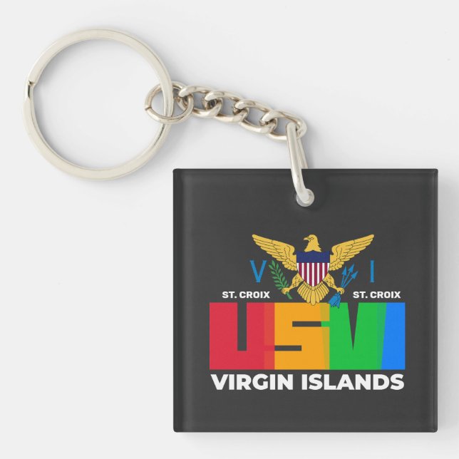 US Virgin Islands St. Croix USVI Tropical   Keychain (Front)