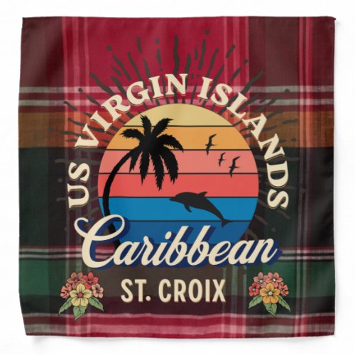 US Virgin Islands St Croix USVI Tropical Madras Bandana