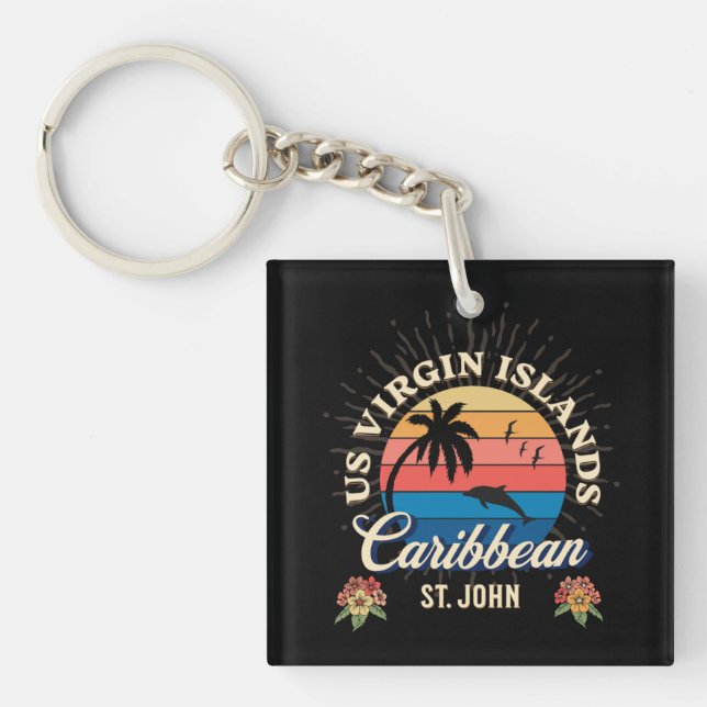 US Virgin Islands St. John USVI Tropical  Keychain (Front)
