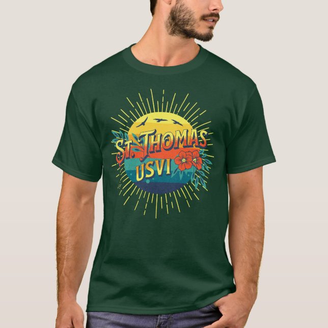 US Virgin Islands St. Thomas U.S. VI Tropical Sun T-Shirt (Front)