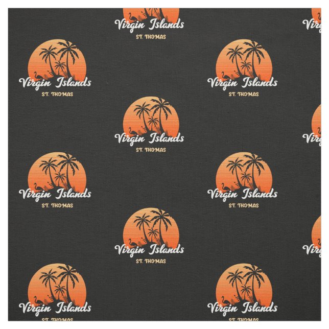 US Virgin Islands St. Thomas USVI Sunset Palms Fabric (Swatch)