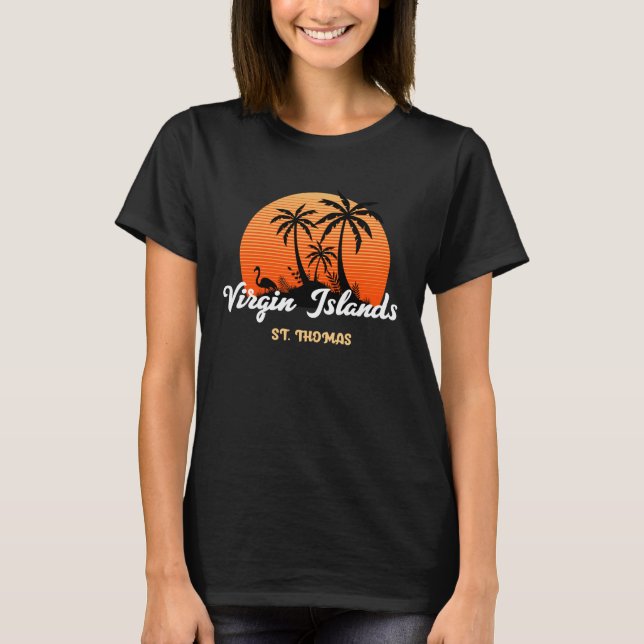 US Virgin Islands St. Thomas USVI Sunset Palms T-Shirt (Front)