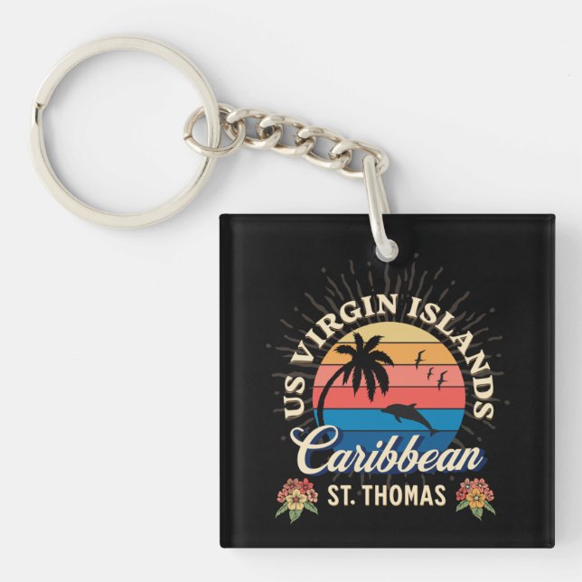 US Virgin Islands St. Thomas USVI Tropical Keychain (Front)