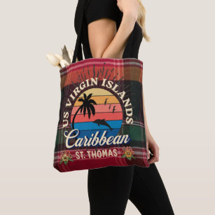 US Virgin Islands St. Thomas USVI Tropical Madras Tote Bag