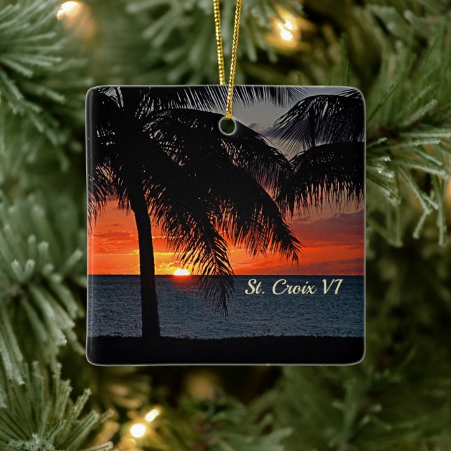 US Virgin Islands Sunset St. Croix USVI Christmas Ceramic Ornament (Tree)