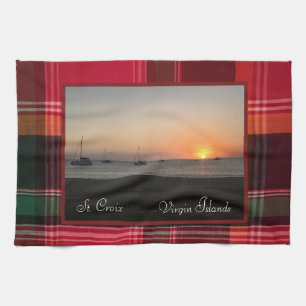US Virgin Islands Sunset St. Croix USVI Madras Kitchen Towel