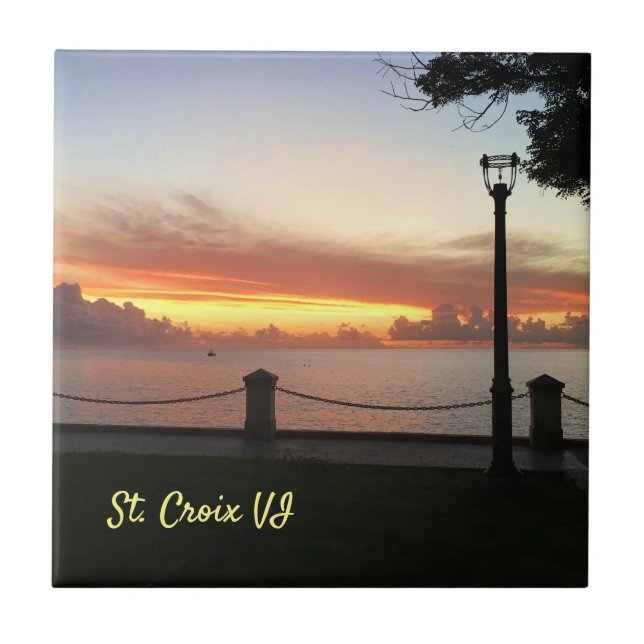 US Virgin Islands Sunset Tropical Caribbean Ceramic Tile (Front)
