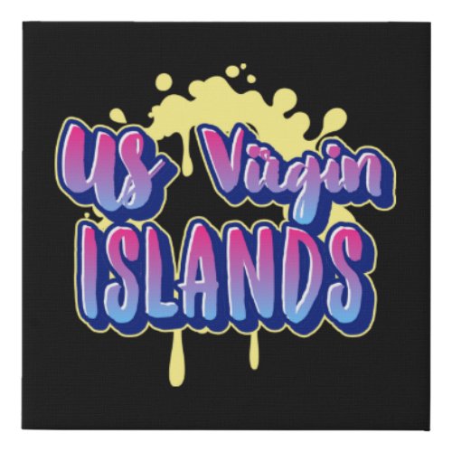 US Virgin Islands USVI Artsy Yellow Faux Canvas Print