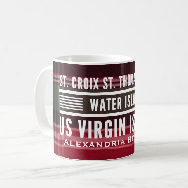 US Virgin Islands USVI Caribbean Madras Custom Coffee Mug (Front Left)