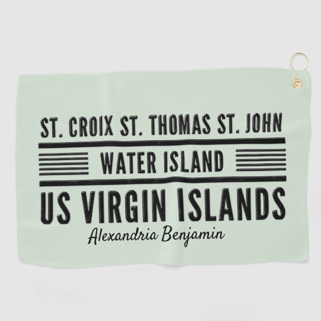 US Virgin Islands USVI Caribbean Personalize Golf Towel (Horizontal)