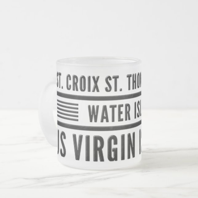US Virgin Islands USVI Caribbean Tropical Frosted Glass Coffee Mug (Front Left)