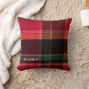 US Virgin Islands USVI St. Croix Madras Caribbean Throw Pillow