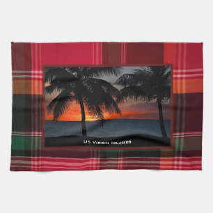 US Virgin Islands USVI Sunset Madras  Kitchen Towel