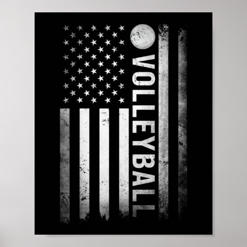 US Volleyball Practice USA Flag American Women Men Poster