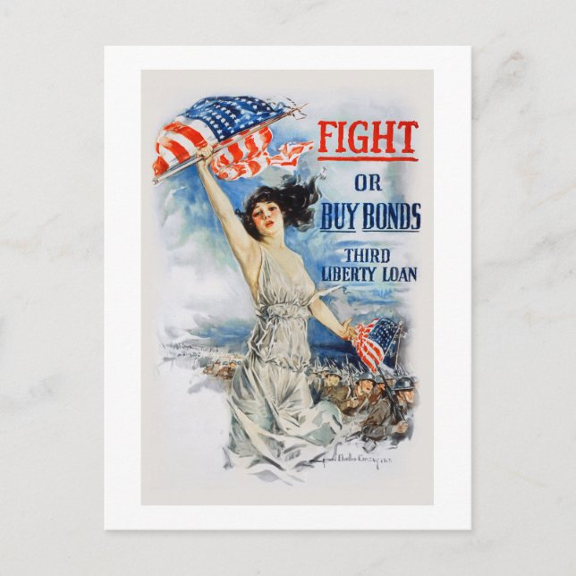 US War Bonds Fight Buy Third Liberty Loan WWI Postcard (Front)