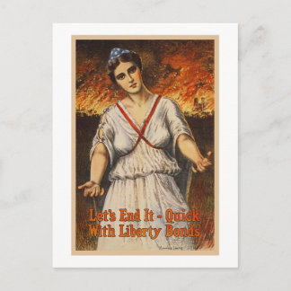 US War Bonds Let's End It Quick WWI Propaganda Postcard